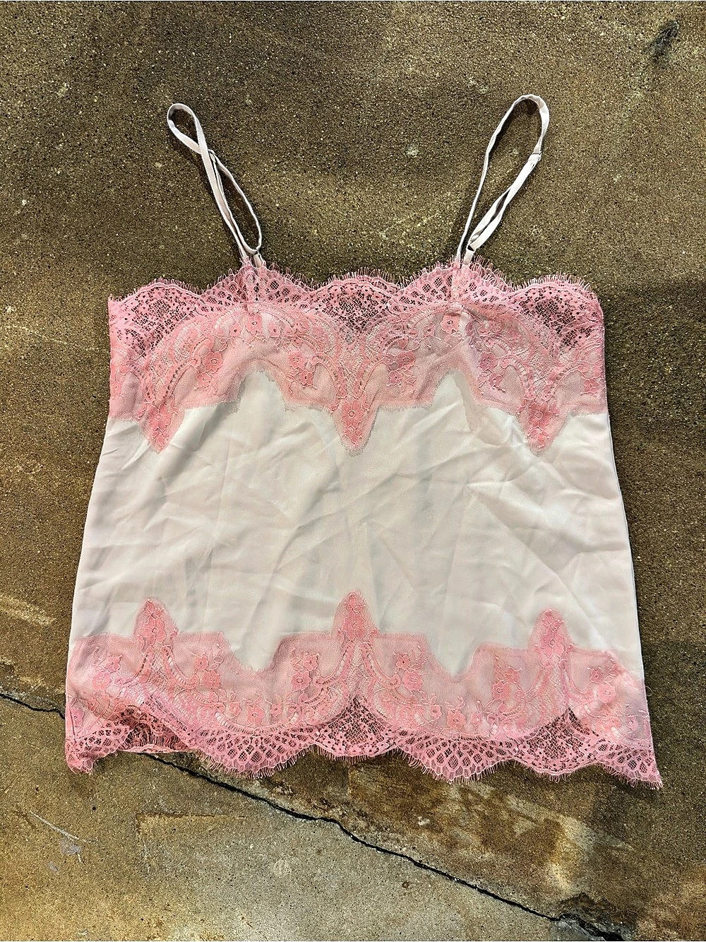 Storia pink lace cami top with adjustable straps